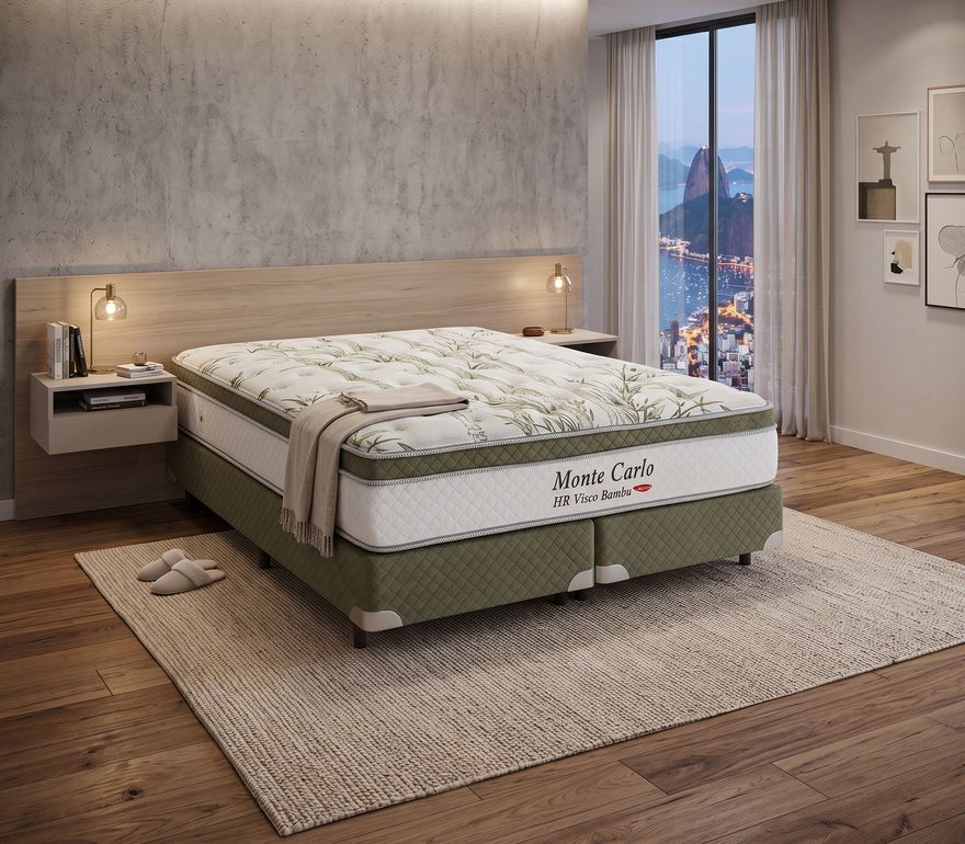 Conjunto Herval Queen Monte Carlo em um quarto decorado