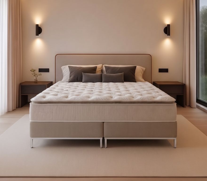 Cama Reveev Bérgamo em um quarto decorado